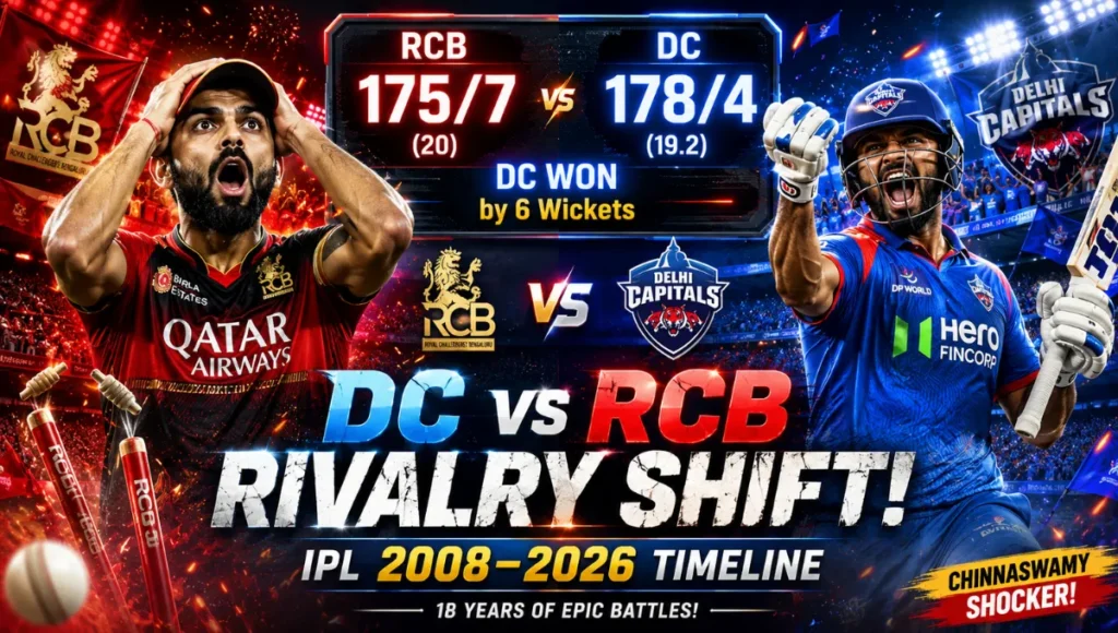 Delhi Capitals vs Royal Challengers Bengaluru Timeline