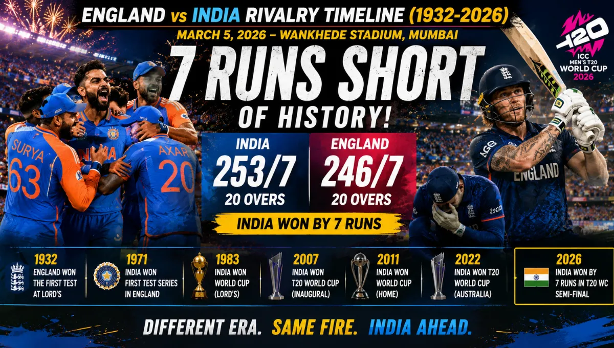 England Cricket Team vs India National Cricket Team Timeline