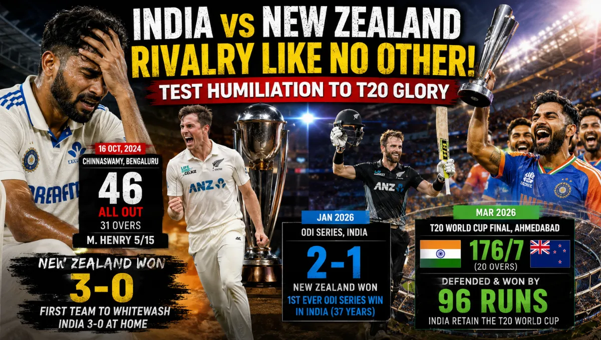 New Zealand National Cricket Team vs India National Cricket Team Timeline