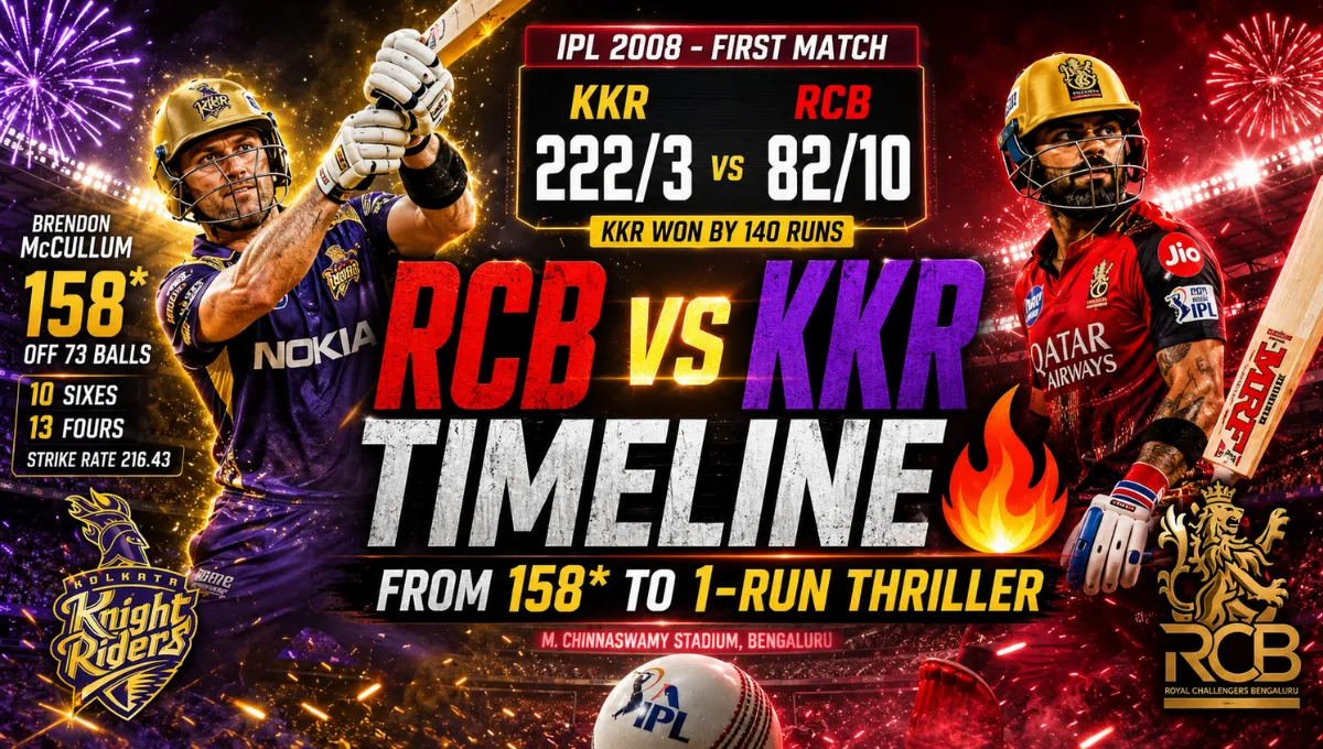 Royal Challengers Bengaluru vs Kolkata Knight Riders Timeline