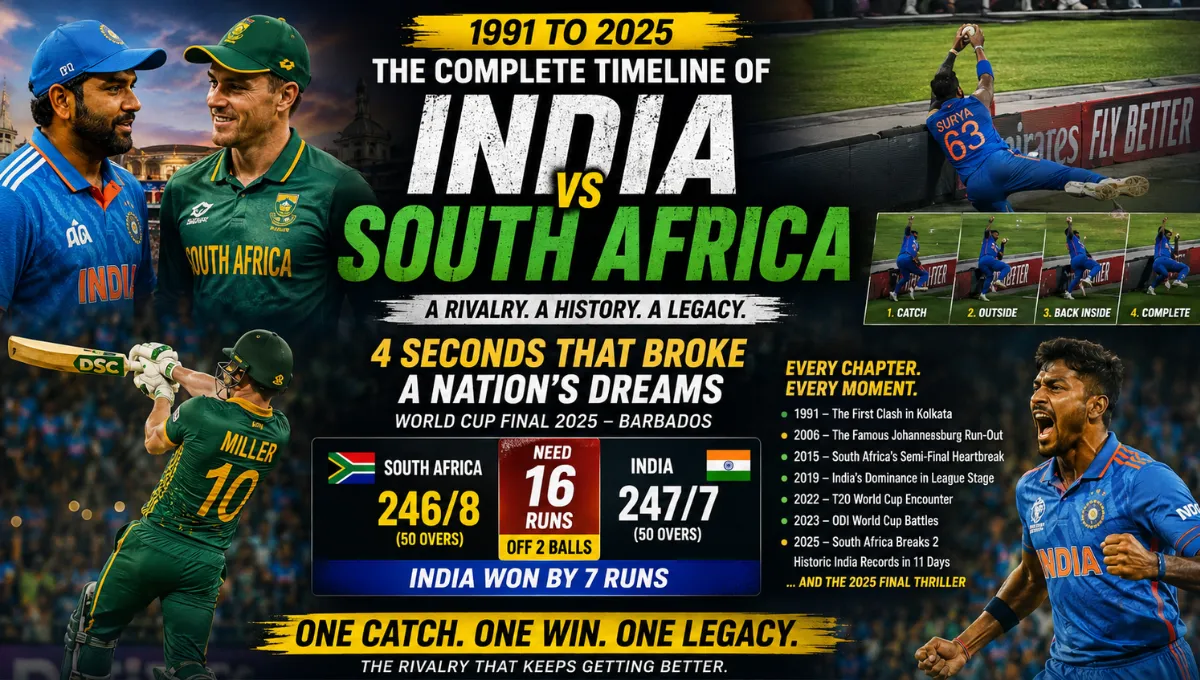South Africa National Cricket Team vs India National Cricket Team Timeline