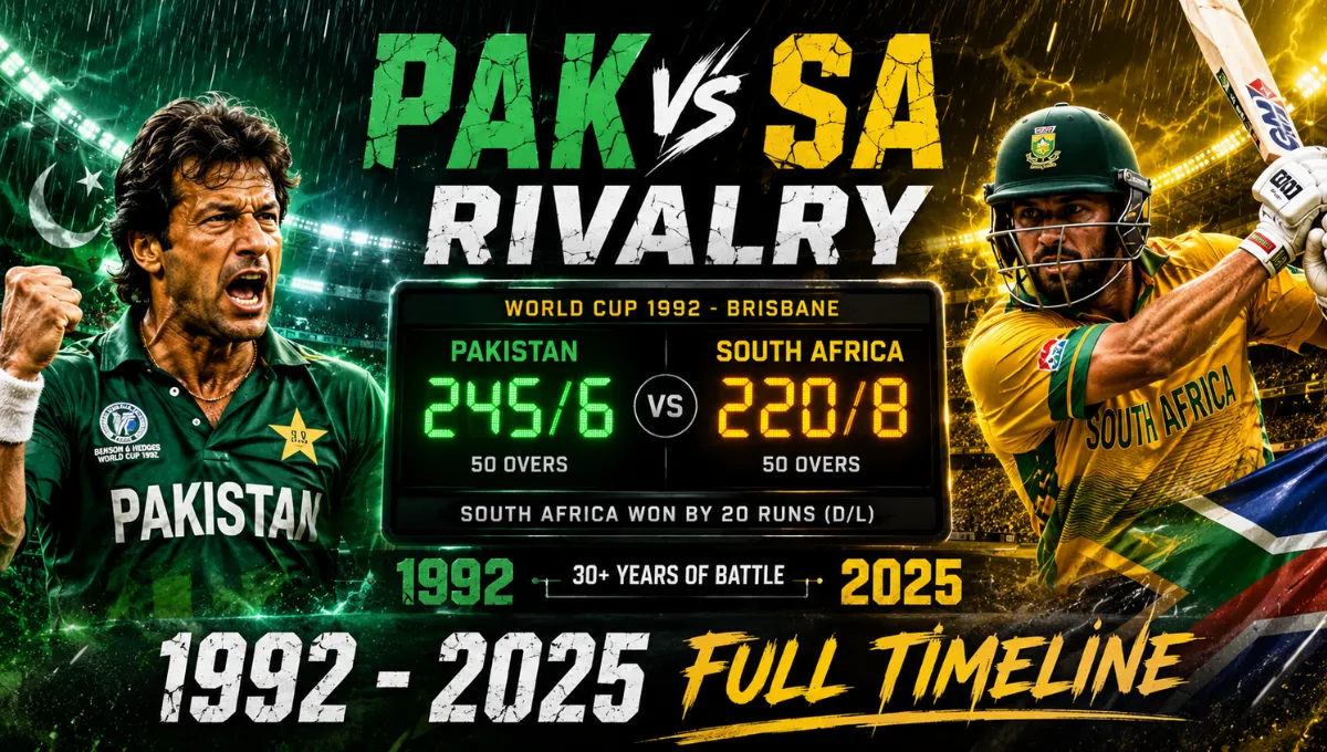South Africa National Cricket Team vs Pakistan National Cricket Team Timeline