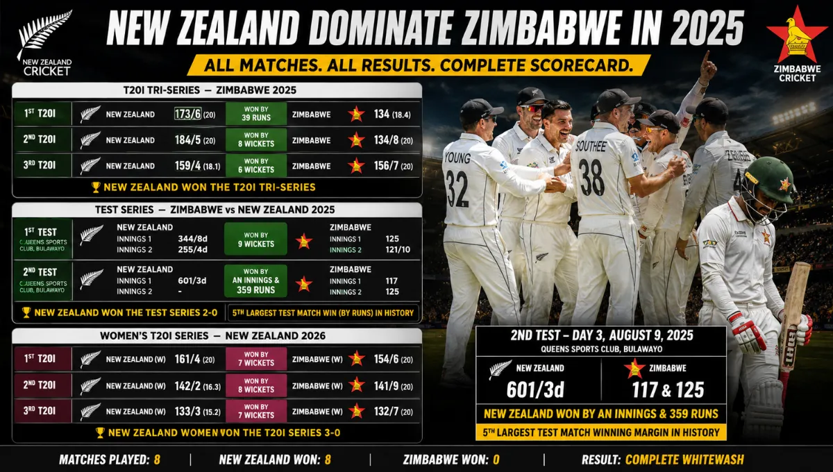 Zimbabwe National Cricket Team vs New Zealand National Cricket Team Match Scorecard